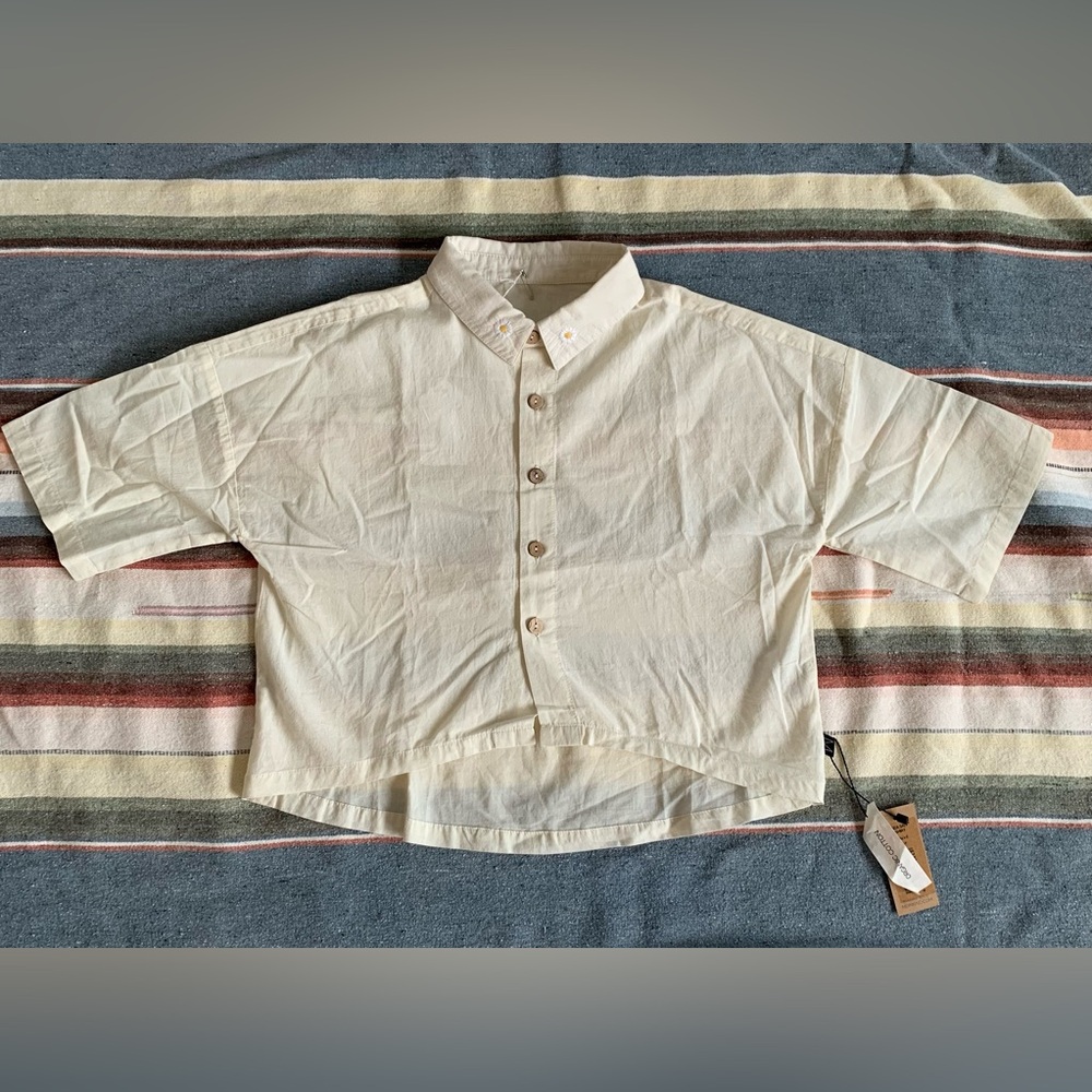 NWT Monkind Organic Cotton Sea Salt Shirt Daisy Collar 4-5T